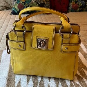 Banana Republic Leather Lizard embossed satchel bag in sunshine yellow